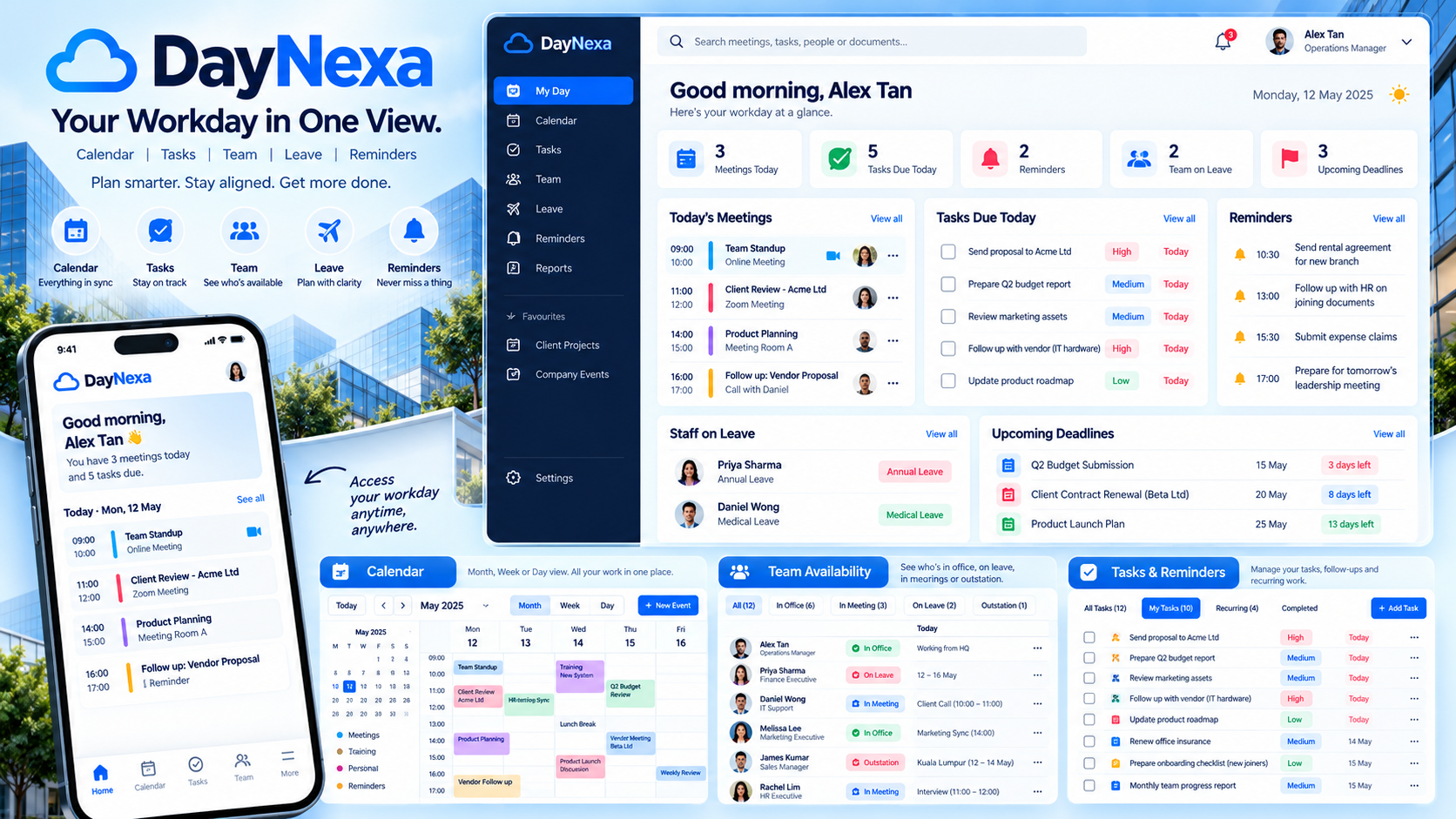 DayNexa Workday Calendar and Team Planner